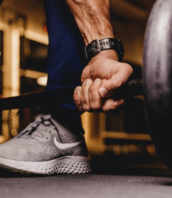 Male lifting weights